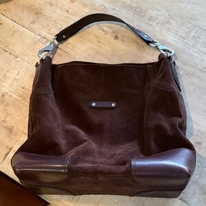 Cole Haan Dark Brown suede bag with leather Accent